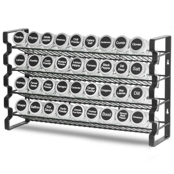 4-Tier Spice Rack Organizer with 36 Glass Jars