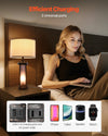 Farmhouse Bedside Nightstand Lamps Set Of 2 With USB Ports