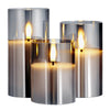 3-Piece Flameless LED Candle Set with Glass Holders & Remote