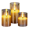 3-Piece Flameless LED Candle Set with Glass Holders & Remote