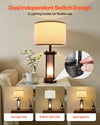 Farmhouse Bedside Nightstand Lamps Set Of 2 With USB Ports