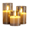 3-Piece Flameless LED Candle Set with Glass Holders & Remote